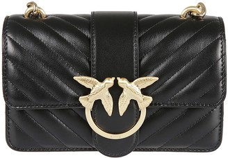Pinko Bird Ring Chain Strap Quilted Shoulder Bag