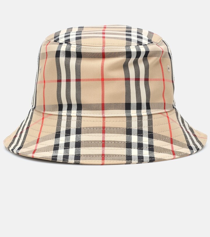 Burberry Beige Check Bucket Hat - ShopStyle