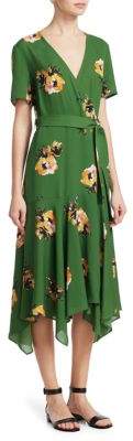 A.L.C. Cora Short-Sleeve Floral Silk Wrap Dress
