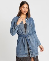 Thumbnail for your product : Missguided Belted Denim Longline Jacket