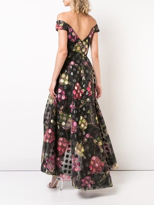 Marchesa Notte Off-The-Shoulder Floral Dress