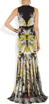 Thumbnail for your product : Roberto Cavalli Printed silk-chiffon and lace gown
