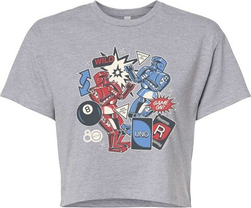 Mattel Women'sMattelKeepinItClassicCroppedGraphicT-Shirt-HeatherGrey-Large