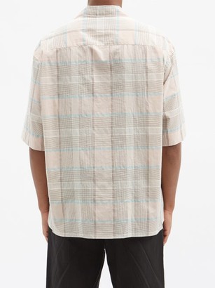 Lemaire Cuban-collar Check Cotton Short-sleeved Shirt - Pink Multi
