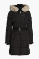 Thumbnail for your product : DKNY Faux fur-trimmed quilted shell hooded coat