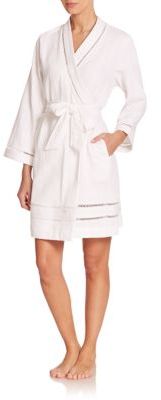 Oscar de la Renta Sleepwear Luxe Spa Short Cotton Robe