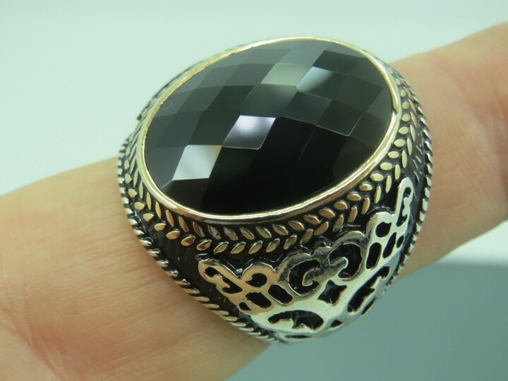 Etsy Turkish Handmade Jewelry 925 Sterling Silver Onyx Stone Men's Ring Sz 10