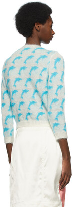 Ashley Williams Off-White & Blue Mohair Dolphin Cardigan