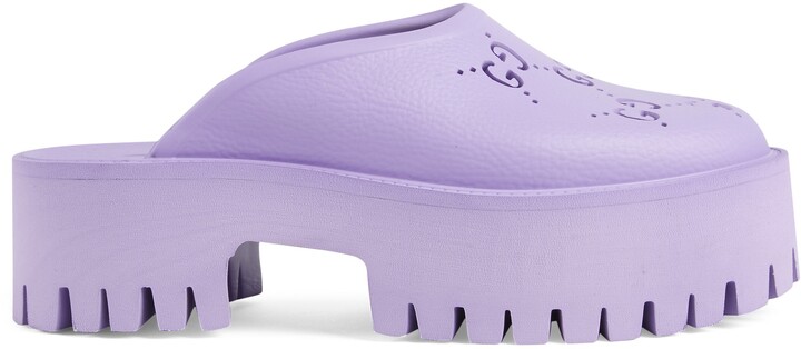 Gucci Women's platform perforated G sandal - ShopStyle
