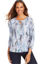 Thumbnail for your product : Alfred Dunner Snakeskin-Print Beaded Top