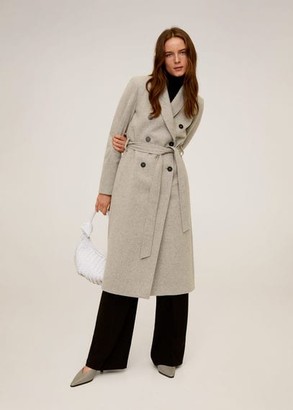 MANGO Belted wool coat grey - S - Women - ShopStyle