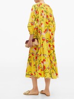 Thumbnail for your product : Borgo de Nor Natalia Lip And Floral-print Cotton Midi Dress - Yellow Multi