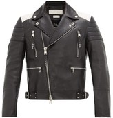 Thumbnail for your product : Alexander McQueen Quilted-panel Leather Biker Jacket - Black White
