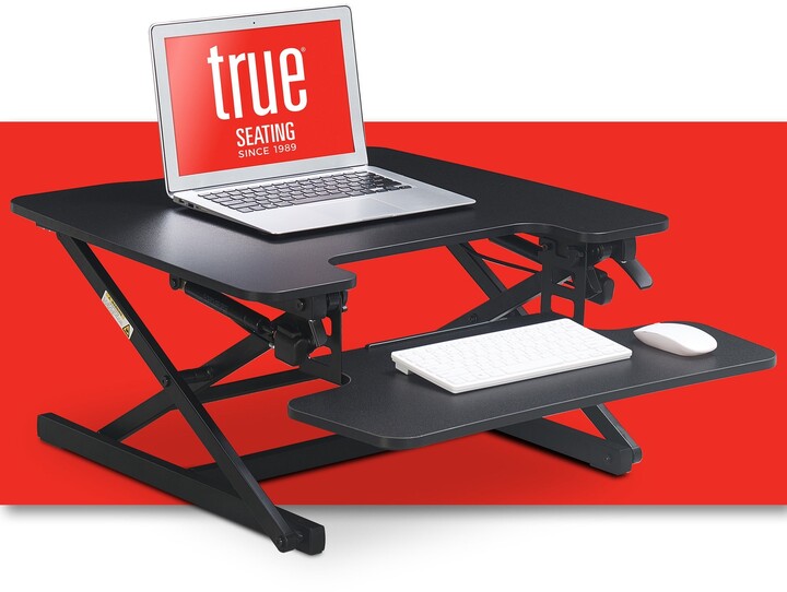 TrueSeating True Seating Ergo Standing Desk Converter with Keyboard Tray, Dual Monitor Laptop