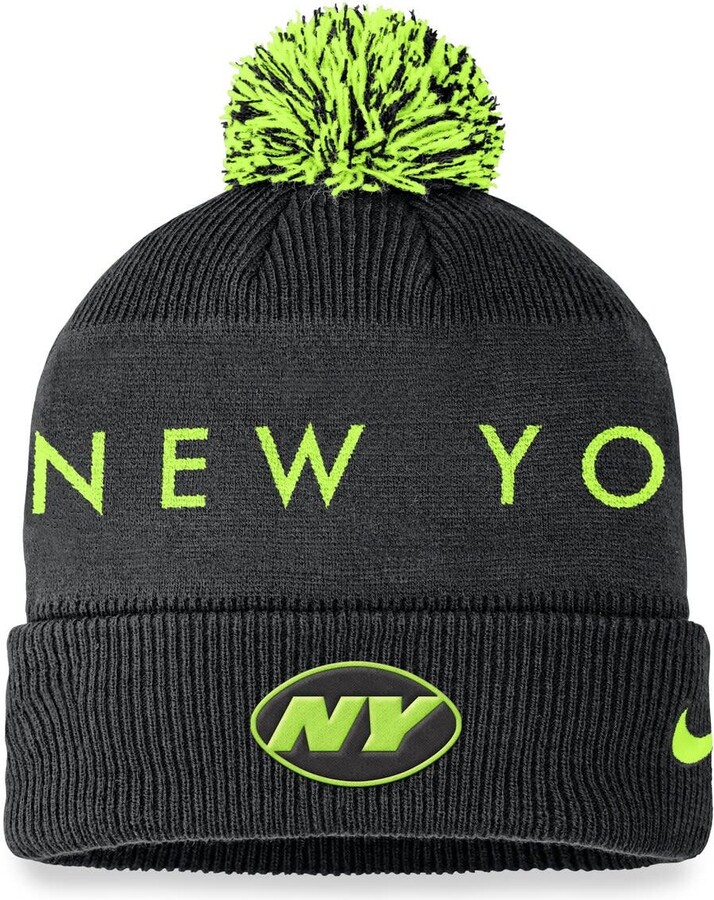 Nike Men's Black New York Jets Volt Cuffed Knit Hat with Pom - ShopStyle