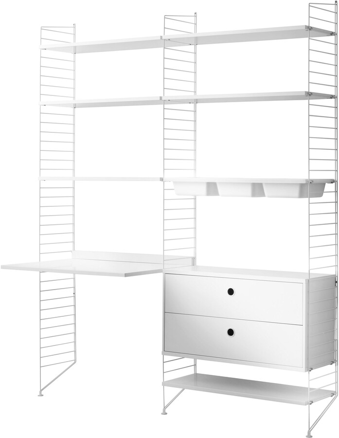 String® Shelving Unit with Work Desk, Shelves, 2 Drawer Chest, 3 Bowl