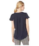 Thumbnail for your product : CeCe V-Neck Satin Jacquard Ruffled Top