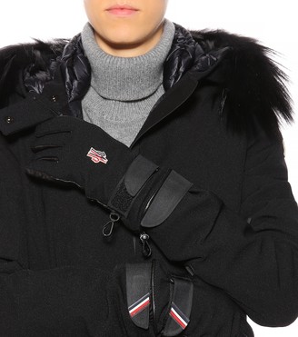 MONCLER GRENOBLE Leather-trimmed ski gloves