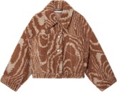 Woodgrain-Print Shearling Jacket 