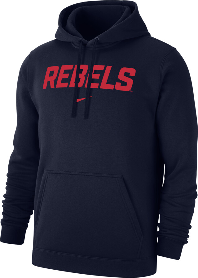 Ole Miss Club Fleece Nike Men's College Pullover Hoodie in Blue | M31777MISI-NVY