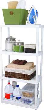 Gracious Living 4 Shelf Fixed Height Light Duty Storage Unit, White (4 Pack)