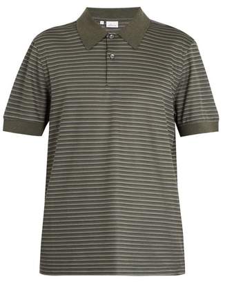 Brioni Striped cotton and silk-blend piqué polo shirt