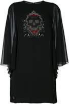 Thumbnail for your product : Philipp Plein sequin skull mini dress with sheer sleeves