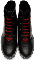 Thumbnail for your product : Valentino Black and Red Garavani Karung Combat Boots