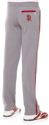 Stefano Ricci Red-Striped Knit Sweatpants, Gray