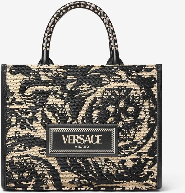 Versace Small Barocco Athena Raffia Tote Bag