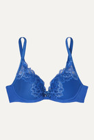 Thumbnail for your product : Chantelle Orangerie Stretch-lace And Tulle Underwired Plunge Bra - Blue