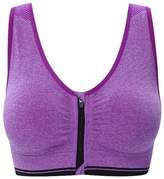 Thumbnail for your product : Senchanting Zip Front Racerback Padded Seamless Wirefree Push up Impact Yoga Sports Bra Tank Crop Top (,XL)