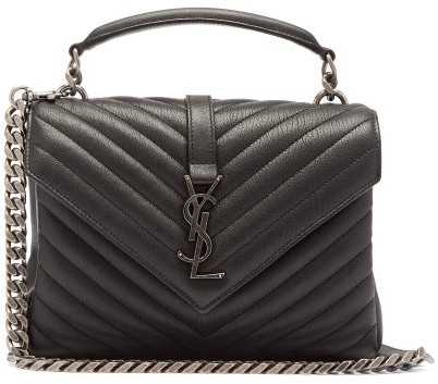 saint laurent black monogram detail quilted leather bag