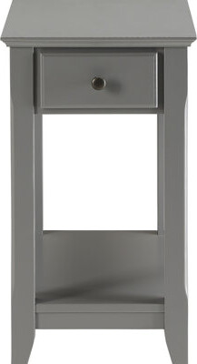Latitude Run Grey Accent Table Featuring Open Bottom Shelf & Rectangular Leg Design With Storage On