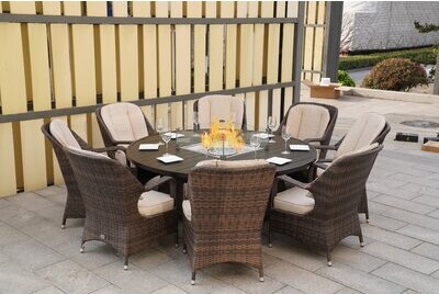 Lark Manor Algird Round 8 - Person 70.86" Long Dining Set with Cushions and  Firepit - ShopStyle