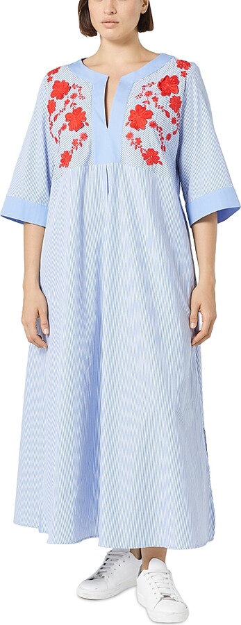 Marina Rinaldi Sport 2A Uscita Opossum Embroidered Split V Neck Dress