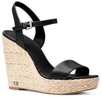 MICHAEL Michael Kors Women's Jill Leather Espadrille Platform Wedge Sandals