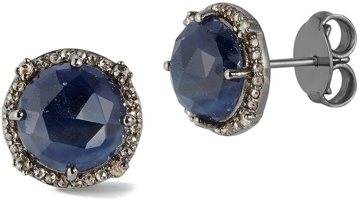 Banji Jewelry Silver 8.47 Ct. Tw. Diamond & Sapphire Studs