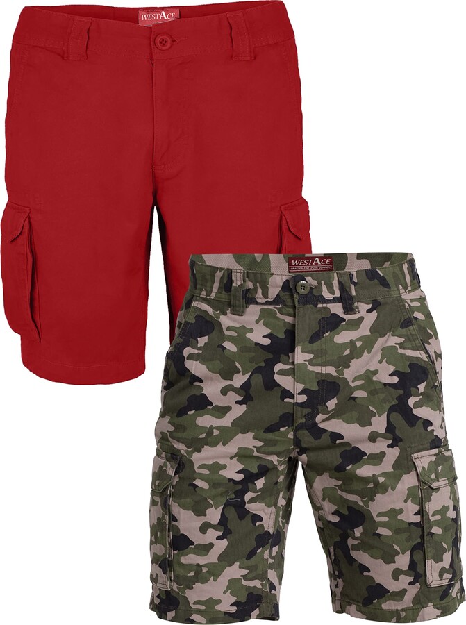 westAce Mens Cargo Shorts (Pack of 2) Combo Army Militiry Camo 100