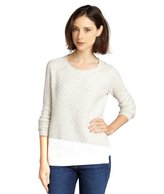 Thumbnail for your product : Rebecca Taylor ivory and grey wool blend raglan long sleeve sweater