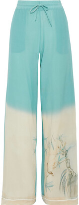 Valentino Printed Dégradé Silk Crepe De Chine Wide-leg Pants
