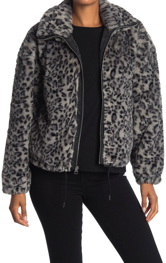 splendid leopard faux fur jacket