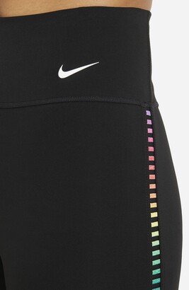 Nike Womens Dri-FIT One Rainbow Ladder Performance Ankle Leggings