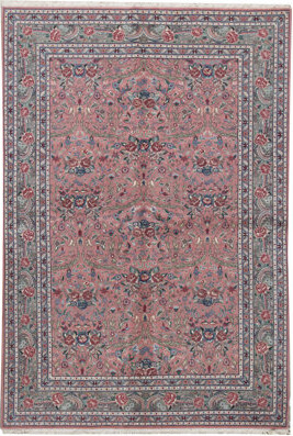 Bokara Rug Co. Inc. Hand-Knotted High-Quality Rose and Green Area Rug