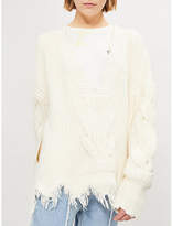 Thumbnail for your product : Wildfox Couture Logan distressed knitted cotton-blend jumper