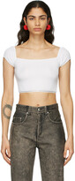 Thumbnail for your product : we11done White Knit Off-The-Shoulder T-Shirt