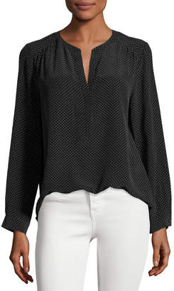 Joie Carita Pin-Dot Silk Shirt, Black