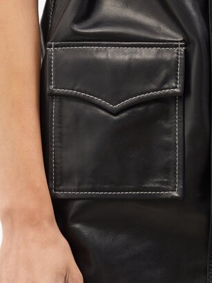 Ganni Topstitched Leather Shirt Dress - Black