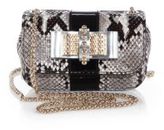 Thumbnail for your product : Christian Louboutin Sweet Charity Patent-Leather-Trimmed Python Shoulder Bag