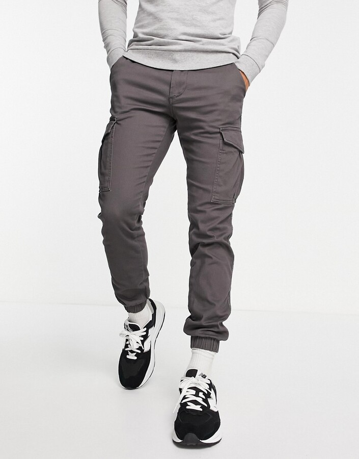 Jack and Jones Intelligence cuffed cargo pants in gray - ShopStyle